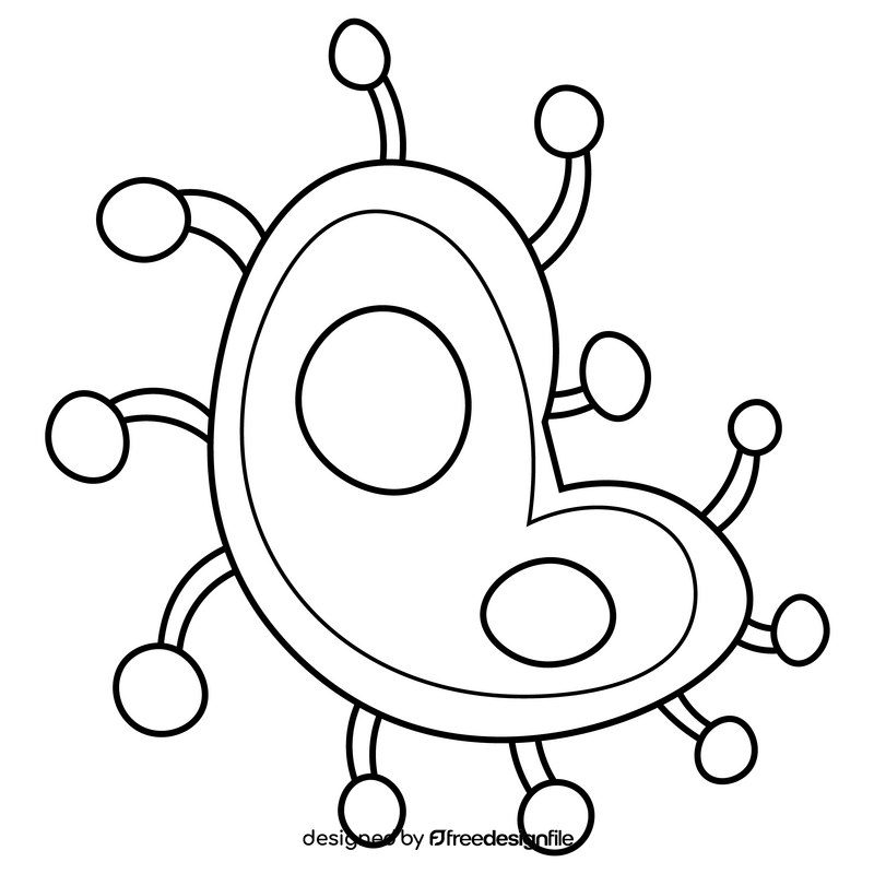 Cartoon virus cell drawing black and white clipart