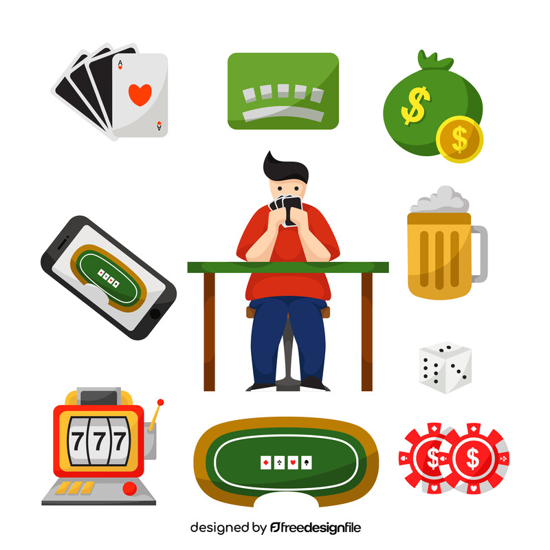 Poker icons set vector