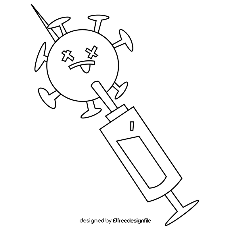 Coronavirus covid19 germ vaccine cartoon black and white clipart