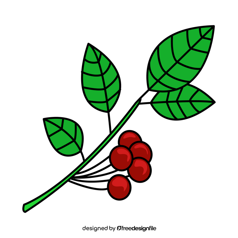 Cherry branch with leaves clipart