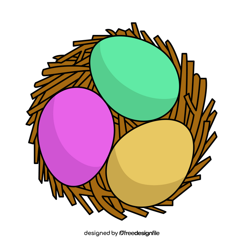 Easter eggs nest drawing clipart