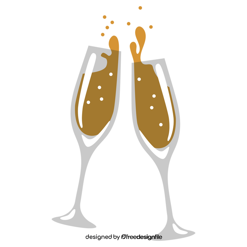 New Year champagne glasses clipart