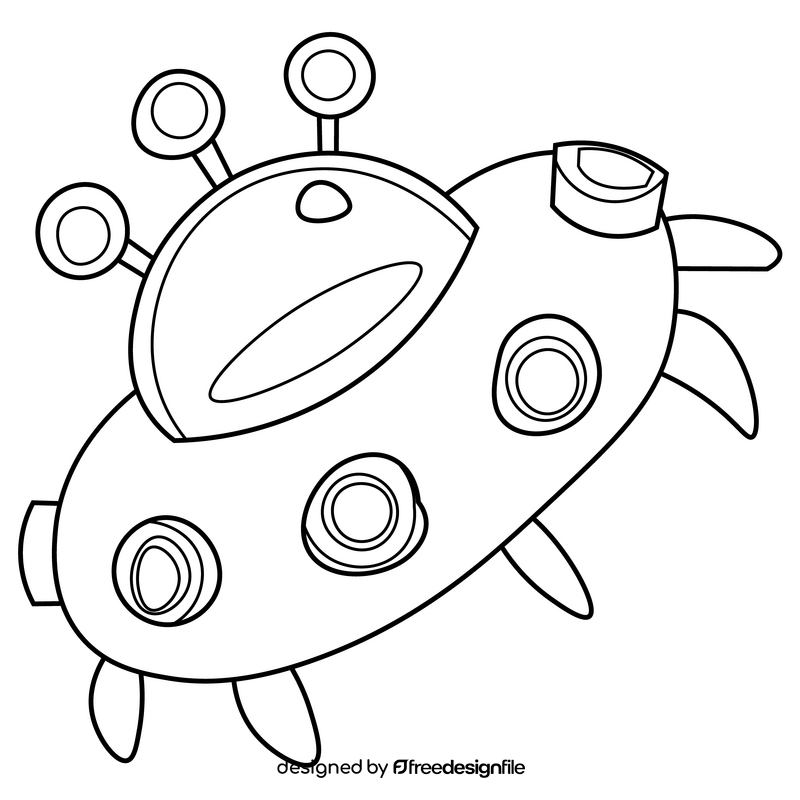 Free alien ship black and white clipart
