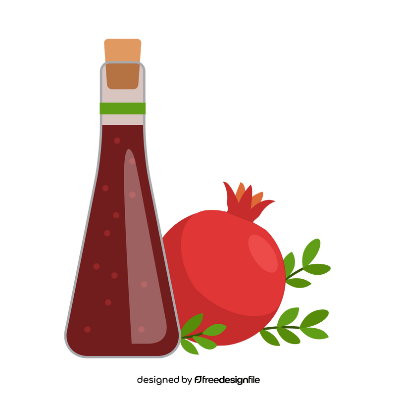 Pomegranate bottle juice clipart