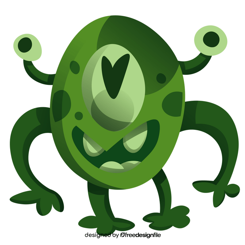 Green scary alien with one eye illustration clipart