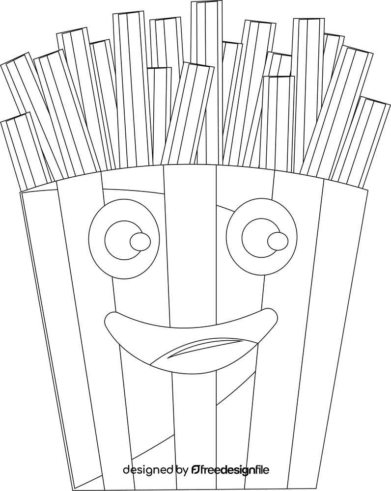 Snacks fries black and white clipart