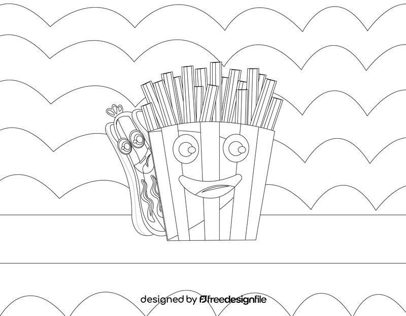 Snacks fries black and white vector