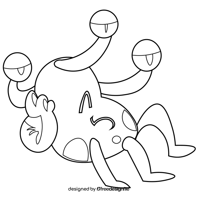 Sad alien cartoon black and white clipart