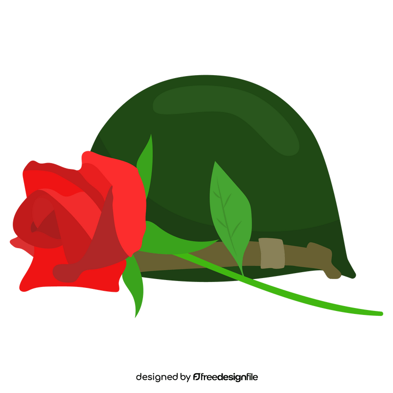 Veterans Day helmet and flower clipart