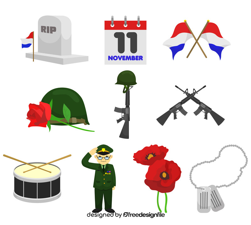 Happy Veterans Day clipart set vector