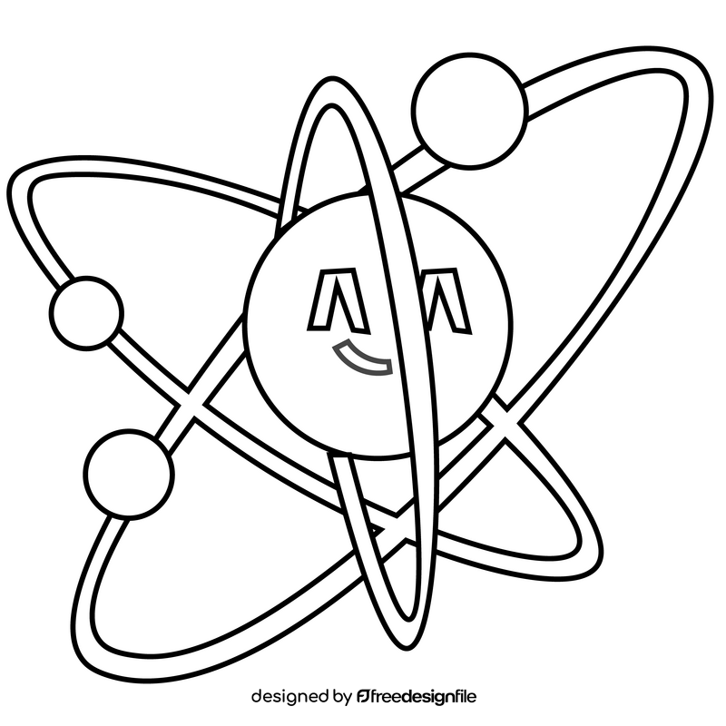 Happy smiling atom black and white clipart