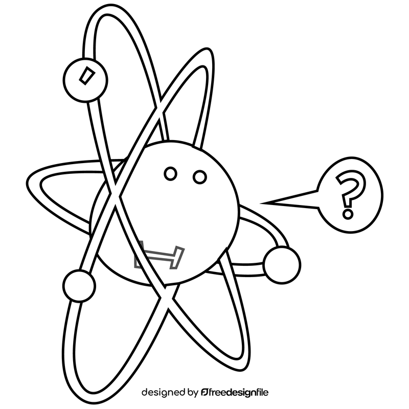 Atom confused illustration black and white clipart