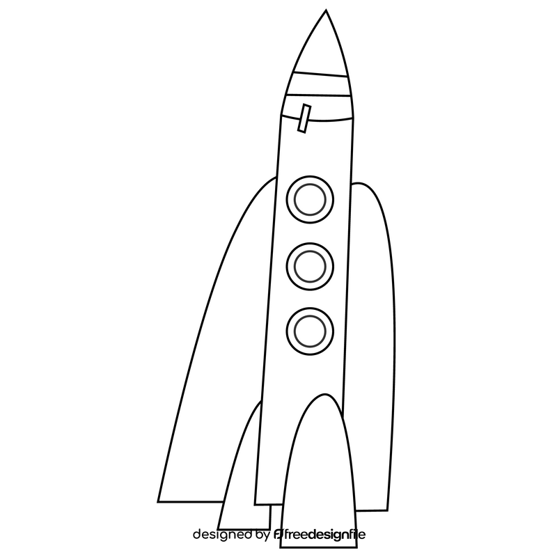 Cartoon rocket, free spaceship black and white clipart