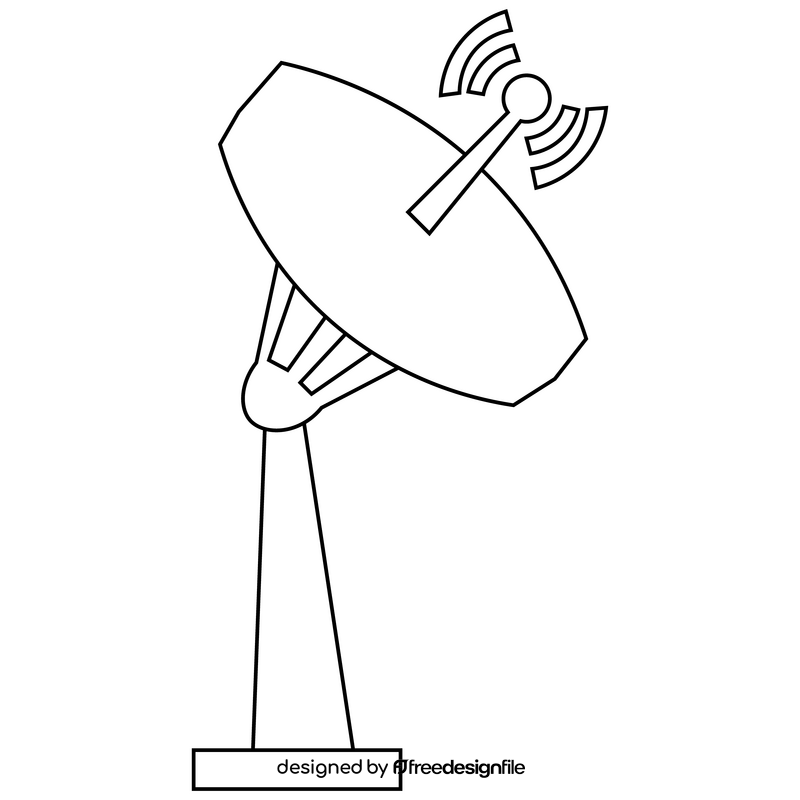 Cartoon satellite dish black and white clipart