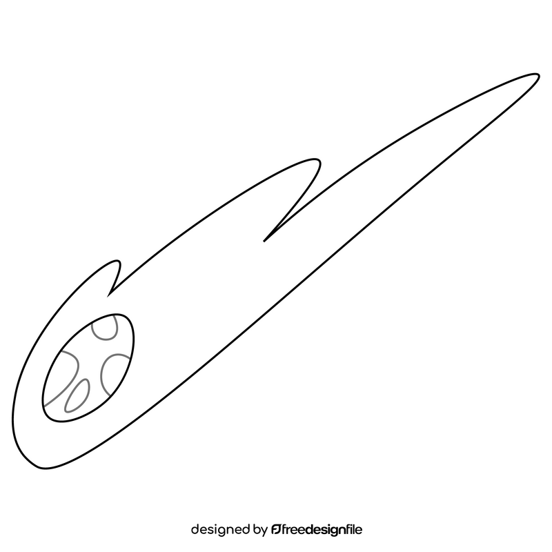 Cartoon comet flying black and white clipart