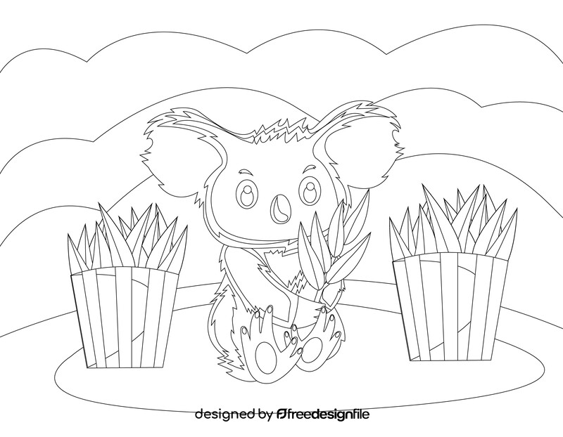 Cute koala black and white vector