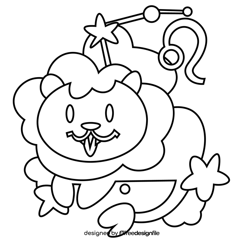 Leo zodiac sign drawing black and white clipart