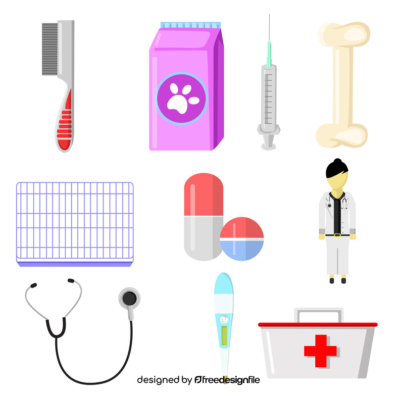 Veterinarian icons set vector