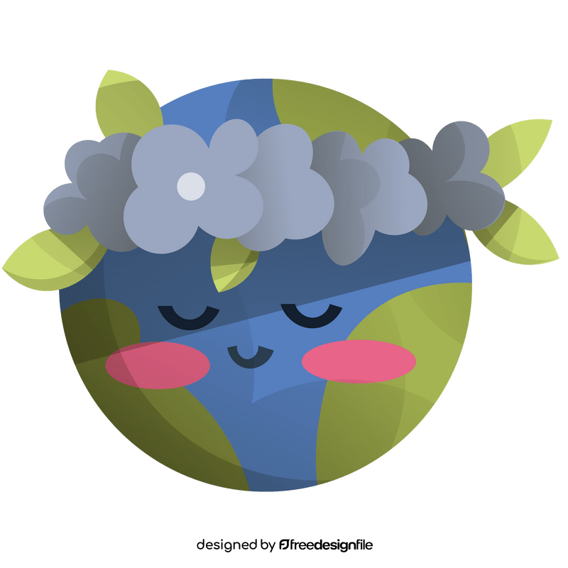Cute earth globe with flowers clipart