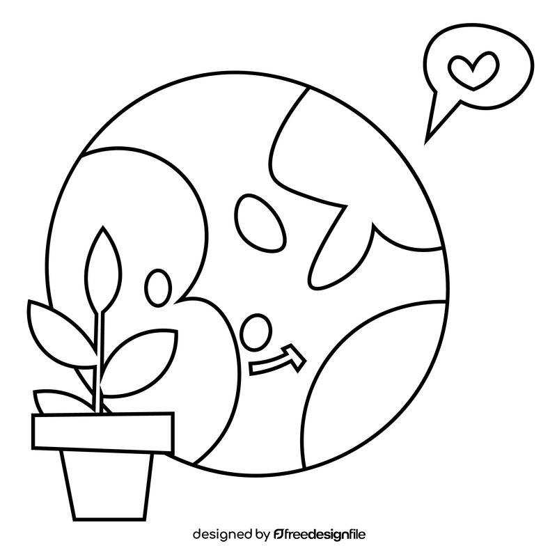 Green eco earth cartoon black and white clipart