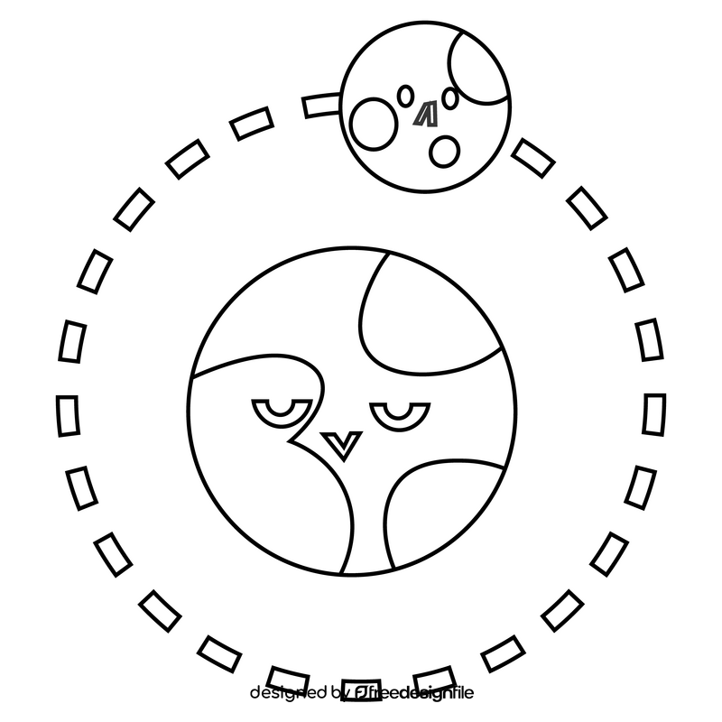 Moon orbiting earth free black and white clipart