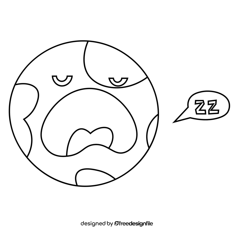 Earth globe sleeping black and white clipart