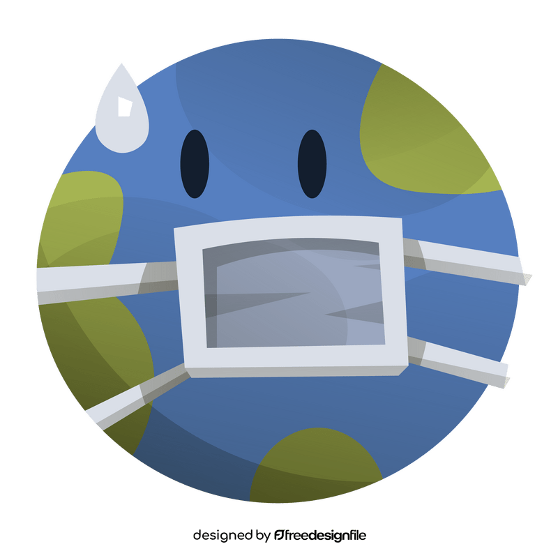 Earth wearing mask illustration clipart