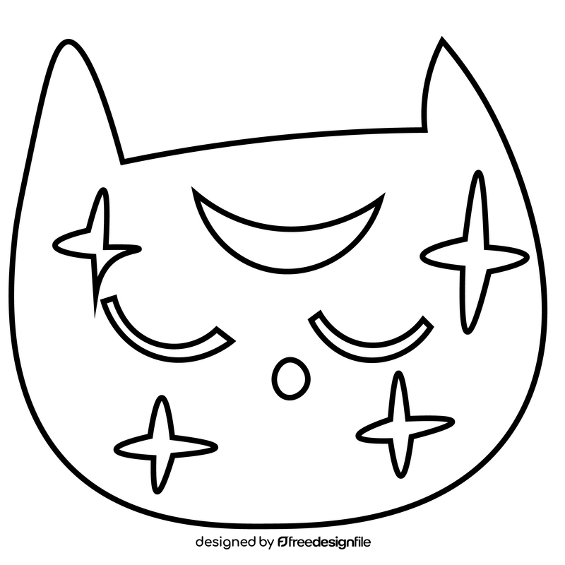 Cartoon space cat black and white clipart