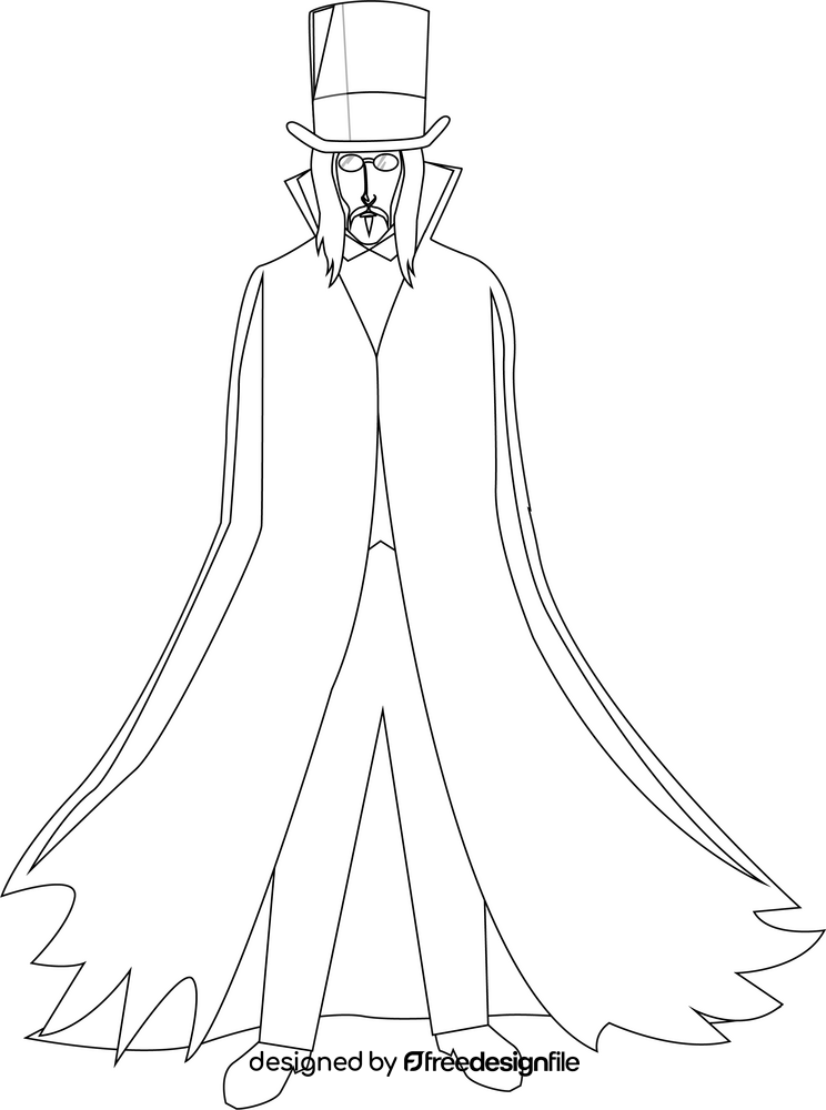 Count Dracula black and white clipart