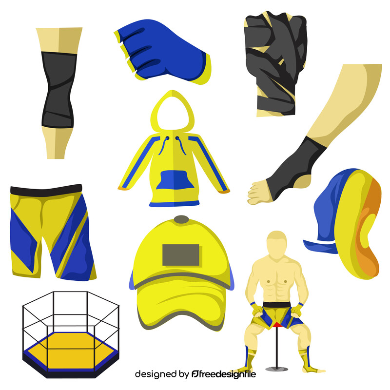 MMA mixed martial arts set vector