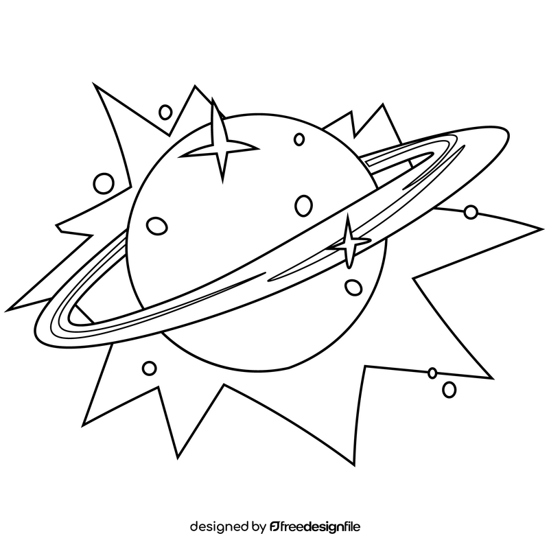 Free galaxy planet black and white clipart