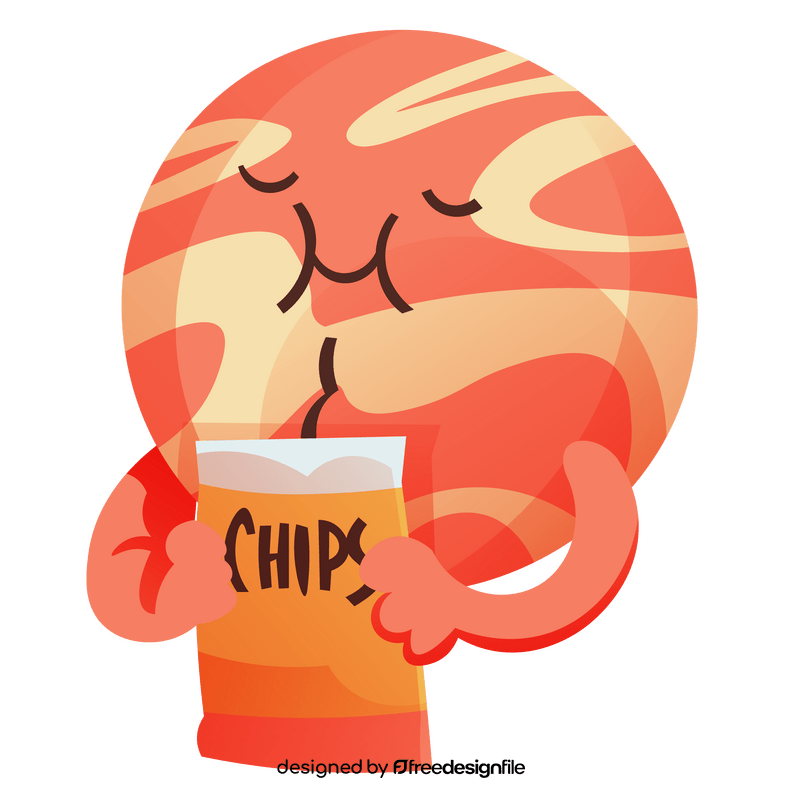 Jupiter eating chips illustration clipart