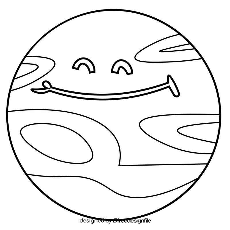 Happy jupiter emoji black and white clipart