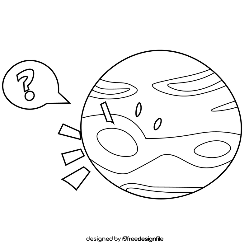 Jupiter confused emoji black and white clipart