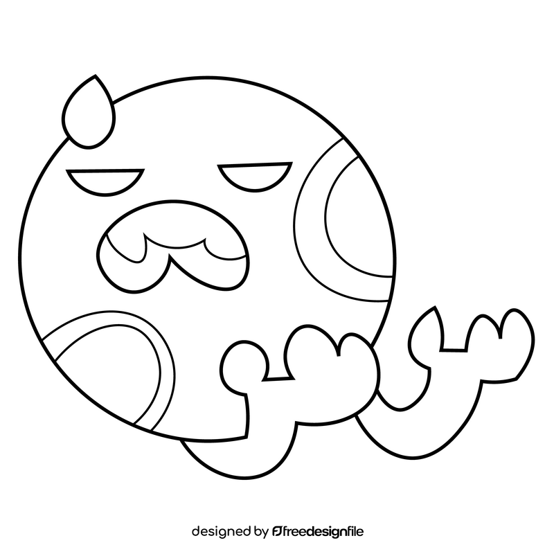 Mars angry emoji illustration black and white clipart