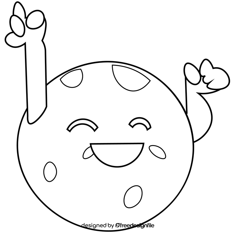 Happy mercury smiling emoji black and white clipart