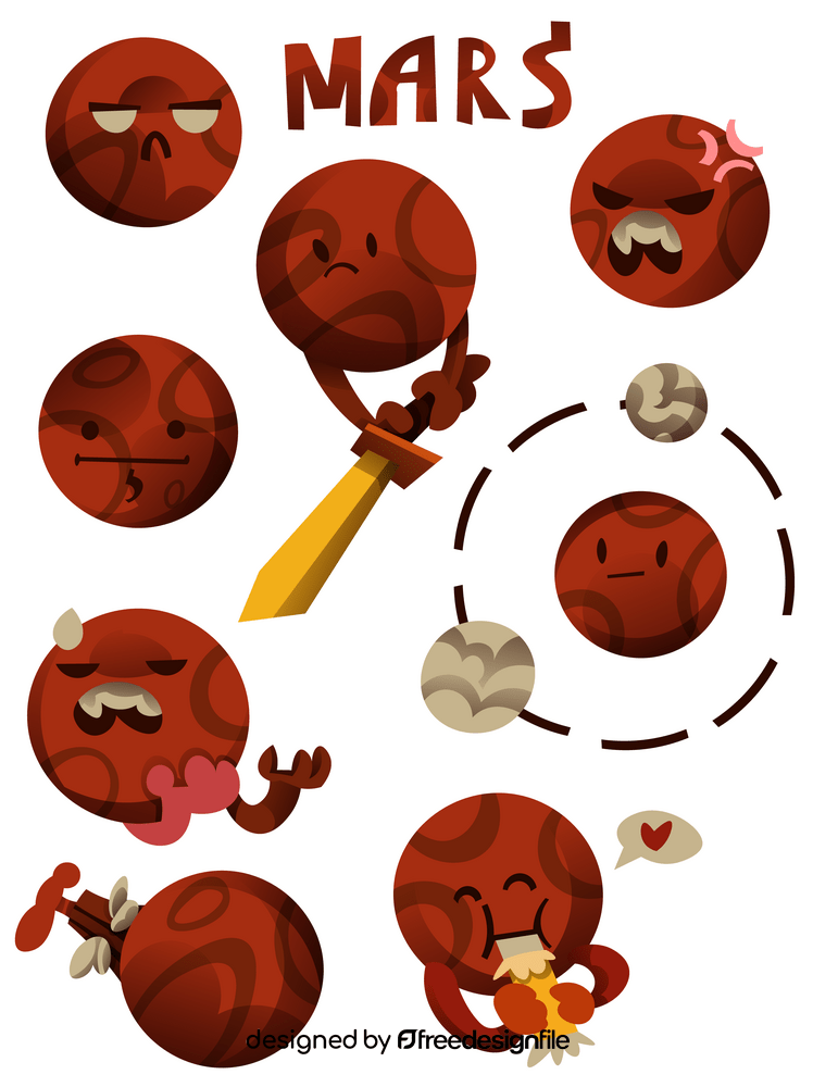 Mars planet emoji set vector