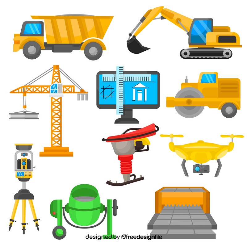 Construction technology icons vector