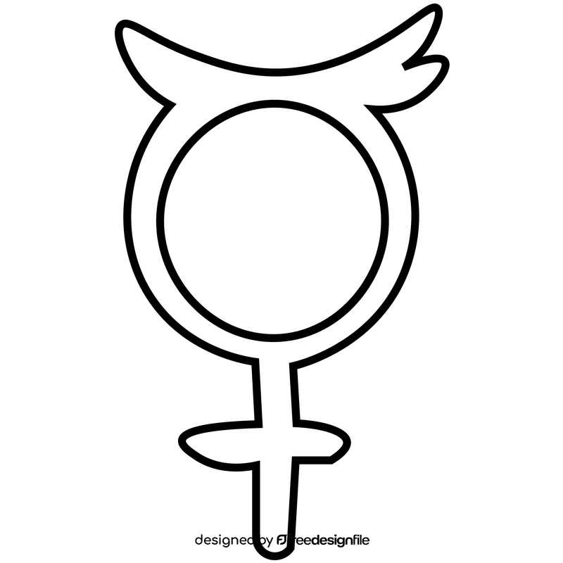 Mercury sign illustration black and white clipart