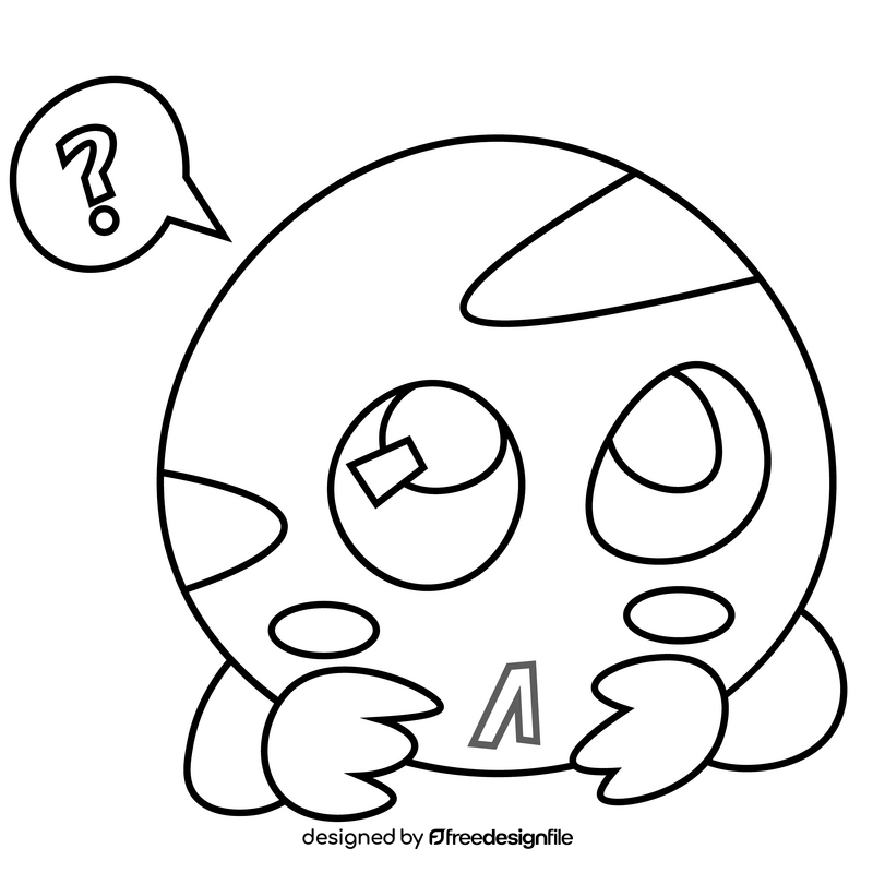 Confused neptune with question mark black and white clipart