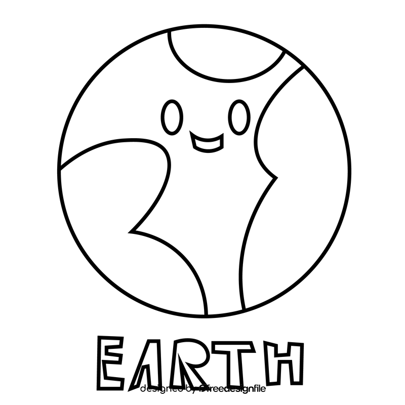 Cartoon earth planet black and white clipart