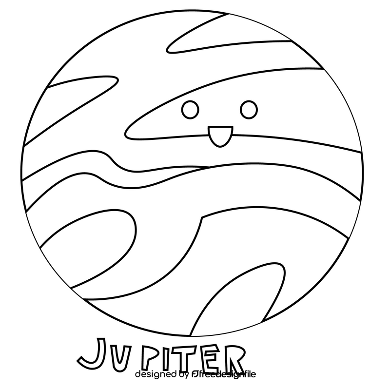 Cartoon jupiter planet black and white clipart