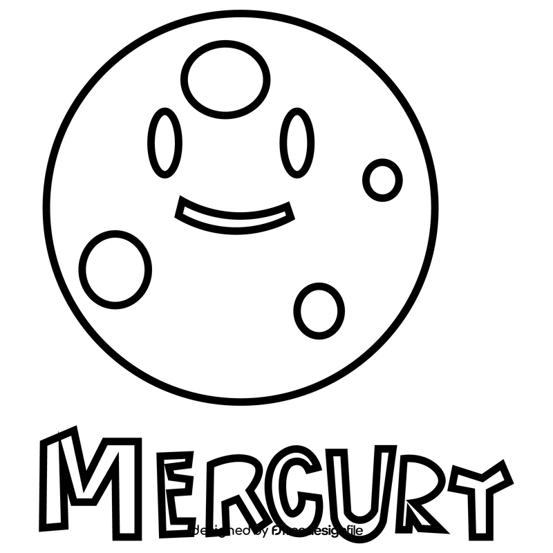 Cute mercury planet black and white clipart