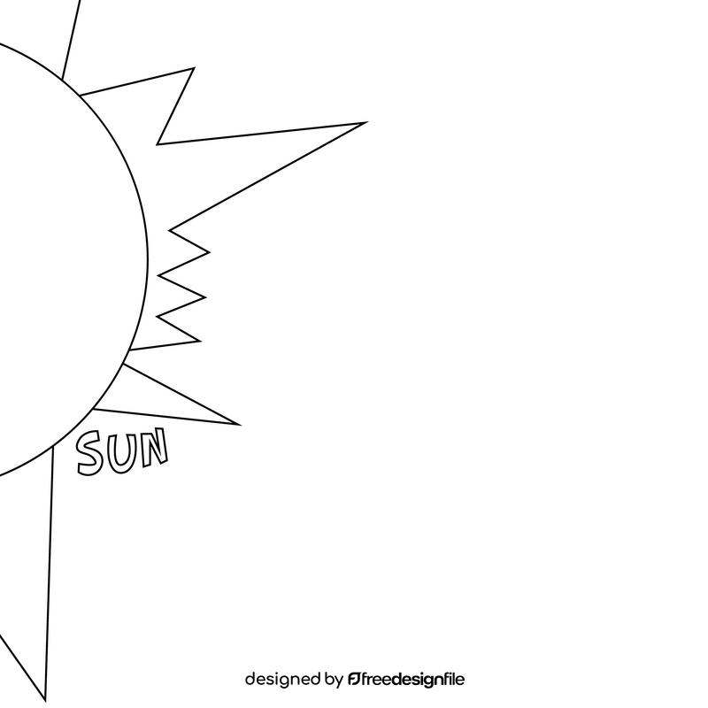 Cartoon sun black and white clipart