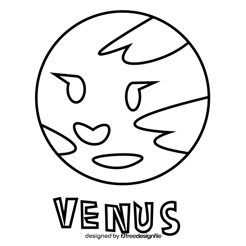 Cartoon venus planet black and white clipart