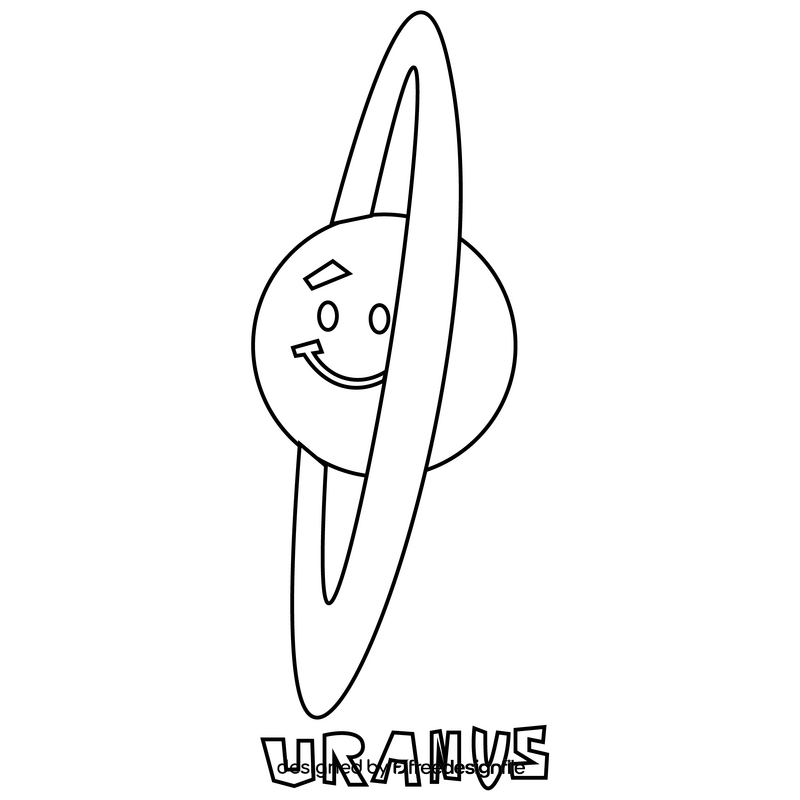 Uranus planet drawing black and white clipart