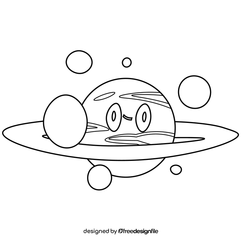 Free suprised saturn emoji black and white clipart