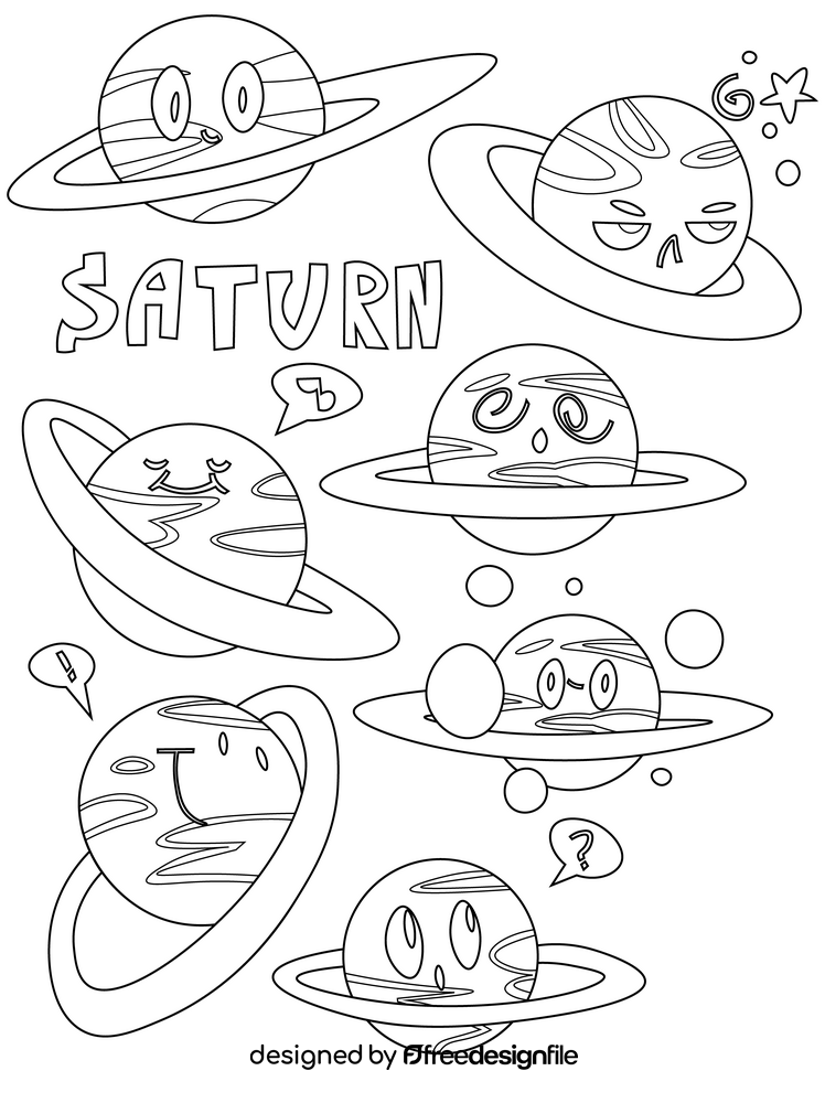 Saturn planets black and white vector