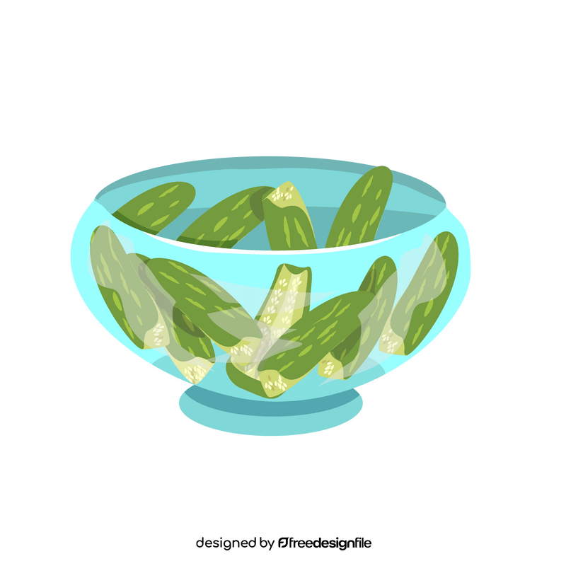 Cucumbers in a bowl illustration clipart