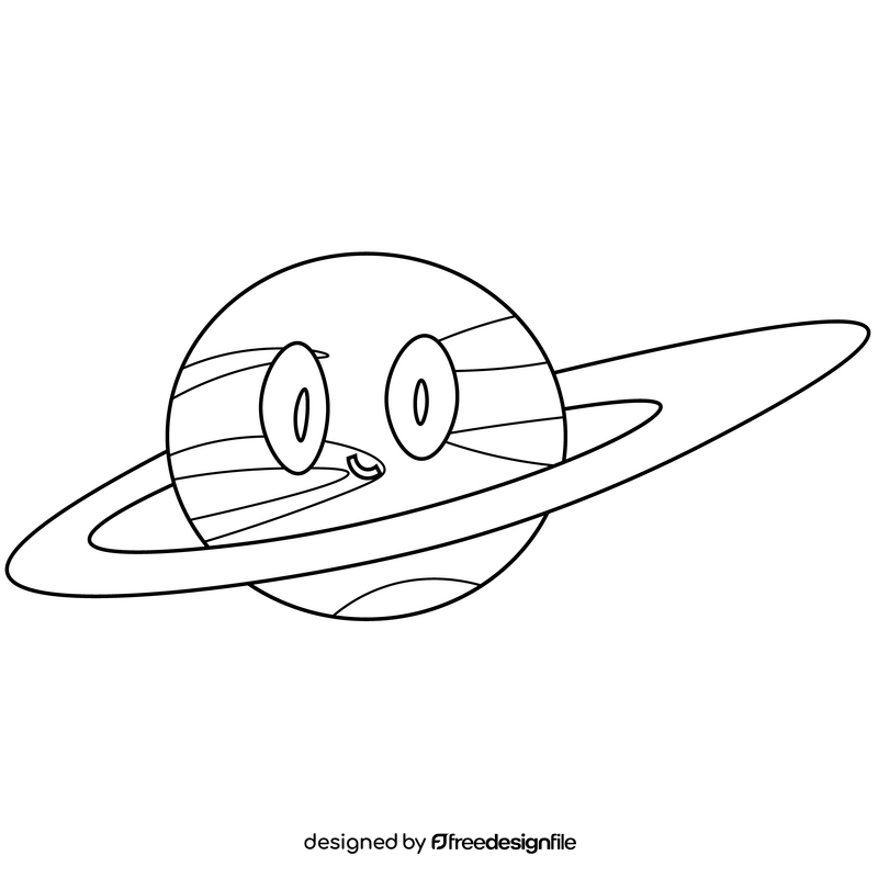 Saturn smiling drawing black and white clipart